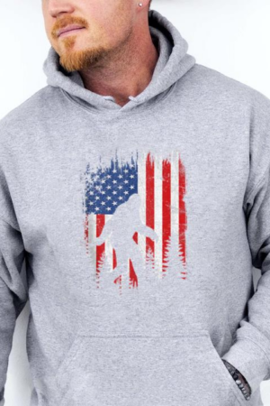 Bigfoot American USA Flag Camping Hoodie