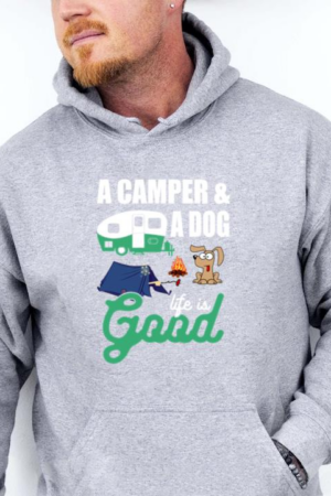 Camper And A Dog Life Is Good Camping Hoodie