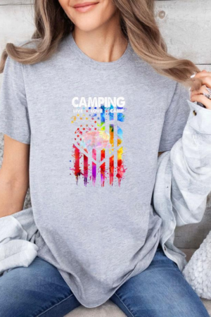 Camping Live Love Camp Tie Dye American Flag T-Shirt