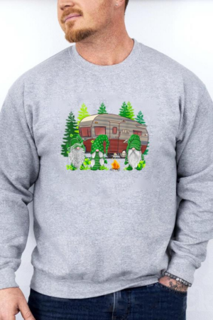 Gnomes Camper Shamrock St Patrick s Day Irish Sweatshirt