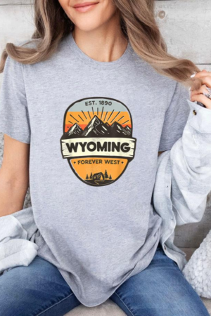 Wyoming Forever West Vintage Retro Mountain Camping T-Shirt
