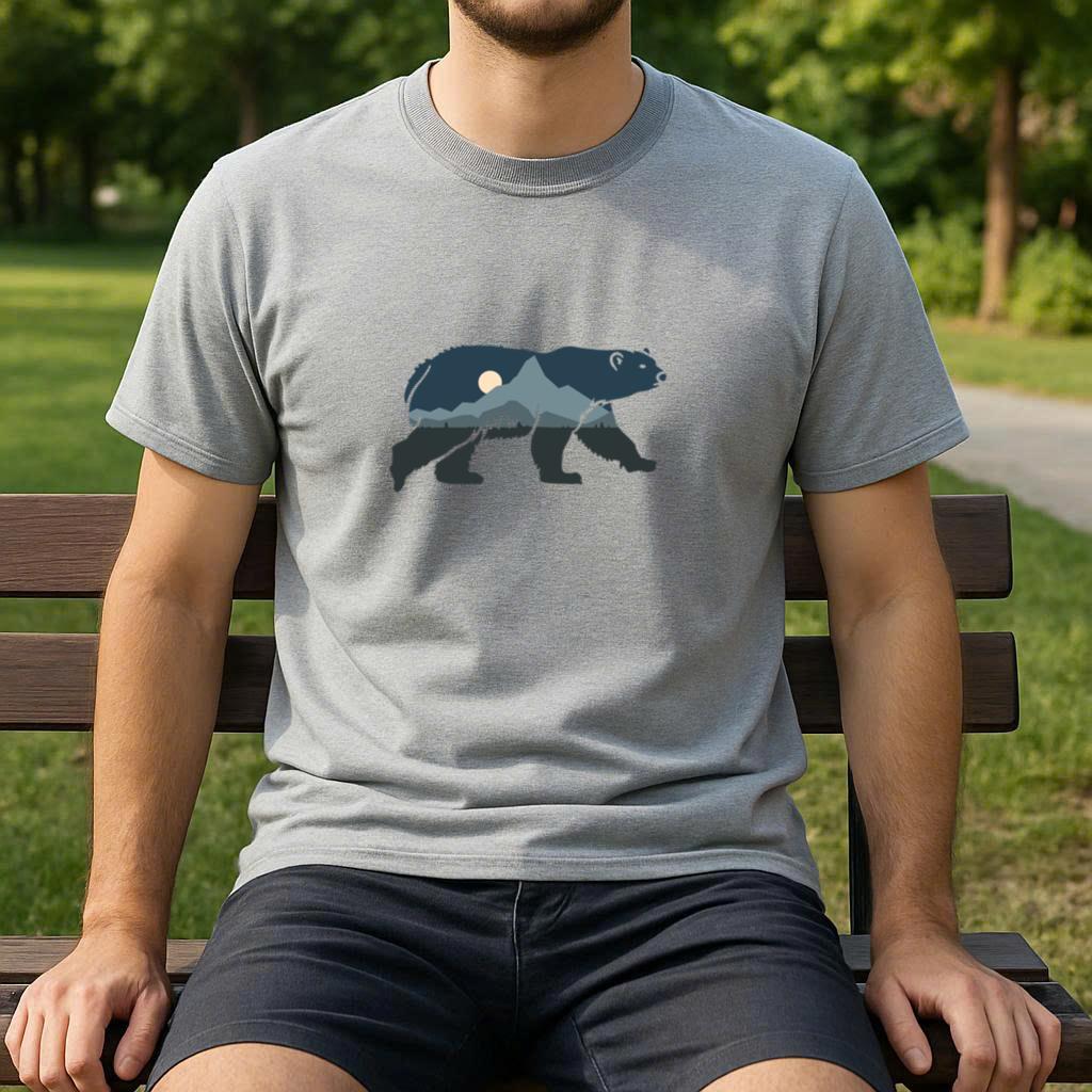 Bear Animal Mountain Landscape T-Shirt - Image 4