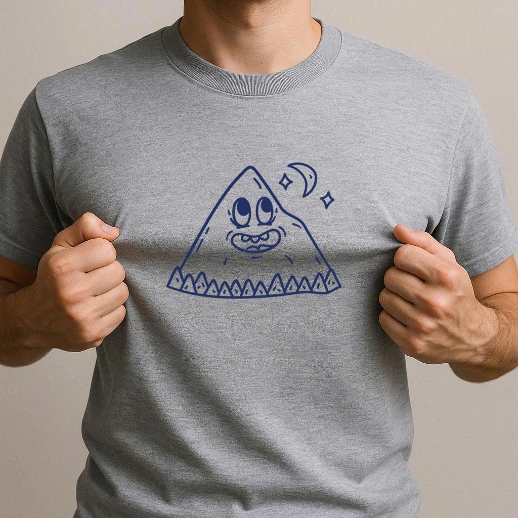 Blue Mountain With A Moon And Stars On It T-Shirt - Image 2