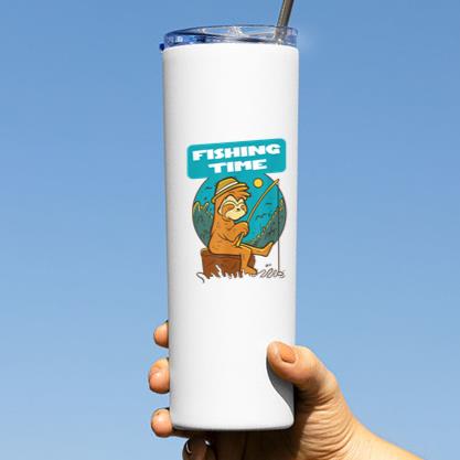 Fishing Time Sloth Tumbler - Image 3