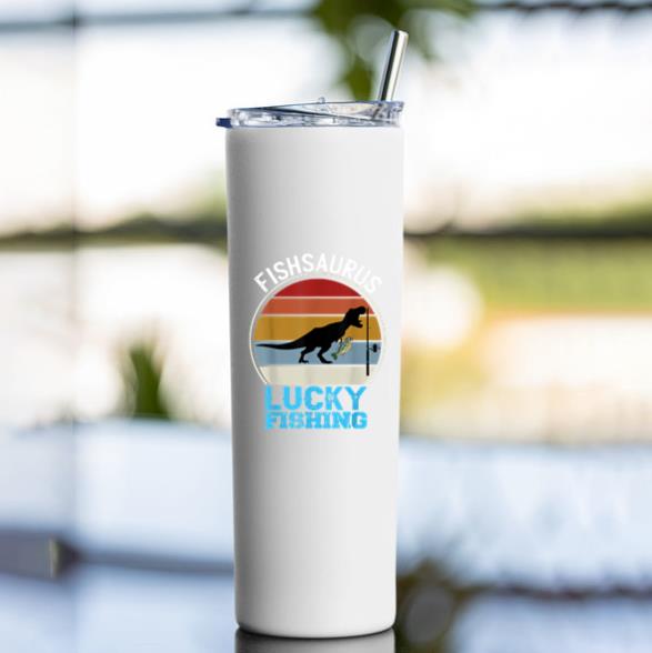 Fishsaurus T Rex Dinosaur Luck Fishing Tumbler - Image 4
