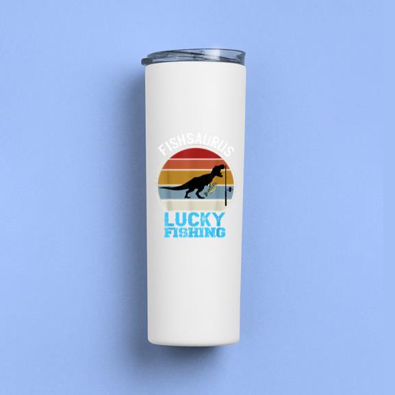 Fishsaurus T Rex Dinosaur Luck Fishing Tumbler