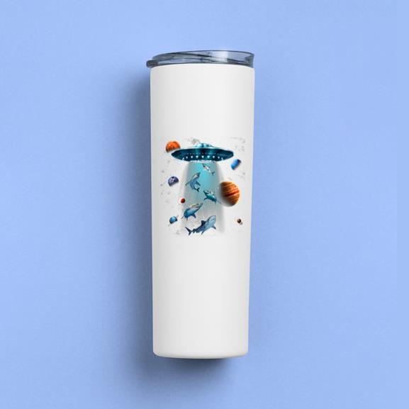 Galaxy Fish Shark Space UFO Alien Tumbler