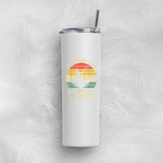 I Cant Work Today My Arm In Cast Fishing Tumbler - Image 2