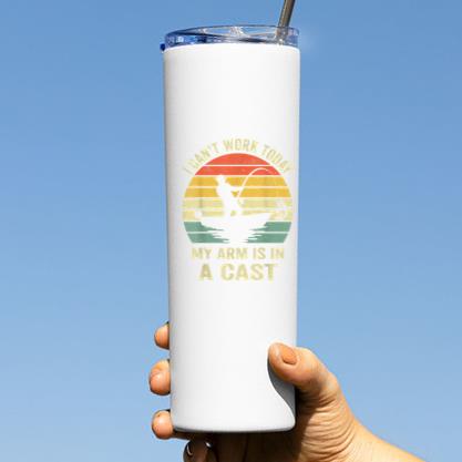 I Cant Work Today My Arm In Cast Fishing Tumbler - Image 3