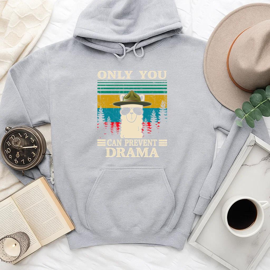 Llama Camping Only You Can Prevent Drama Hoodie