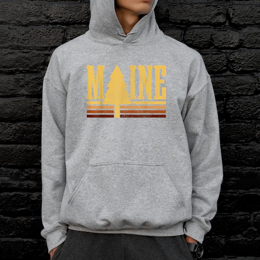 Maine Vintage Tree State Pride Camping Hoodie - Image 3