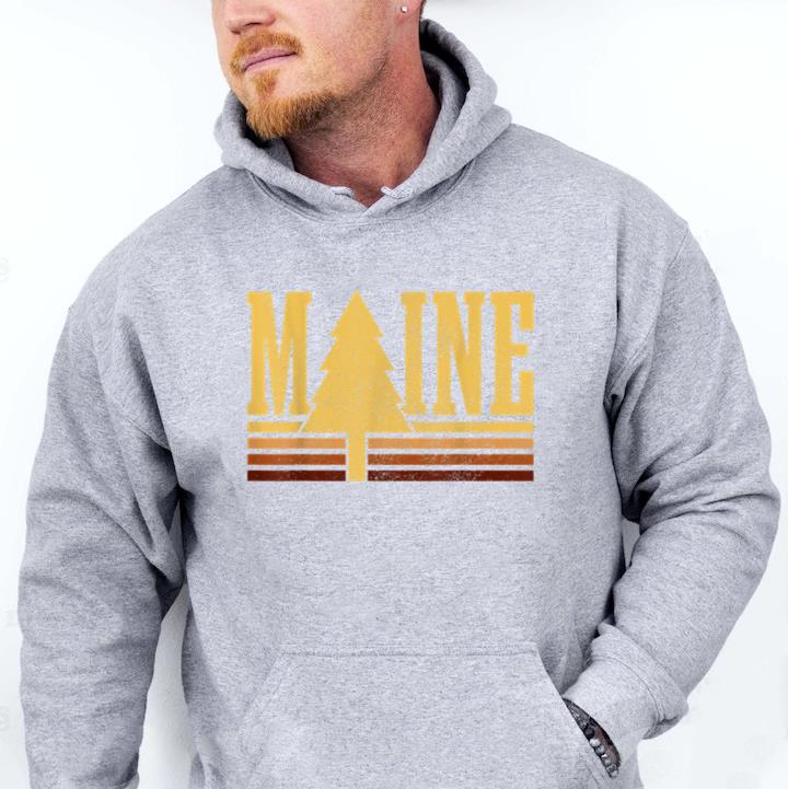 Maine Vintage Tree State Pride Camping Hoodie - Image 2