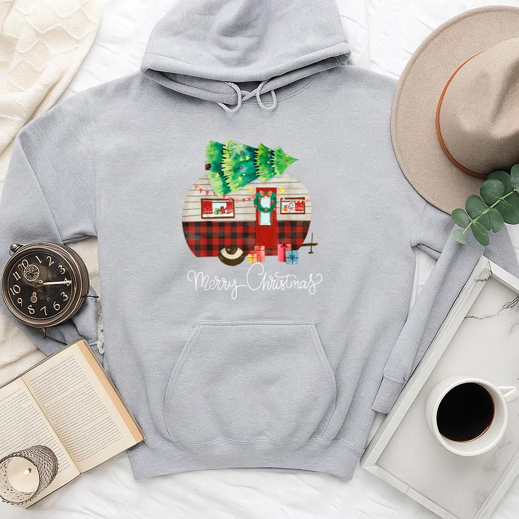 Merry Christmas Camper Buffalo Hoodie