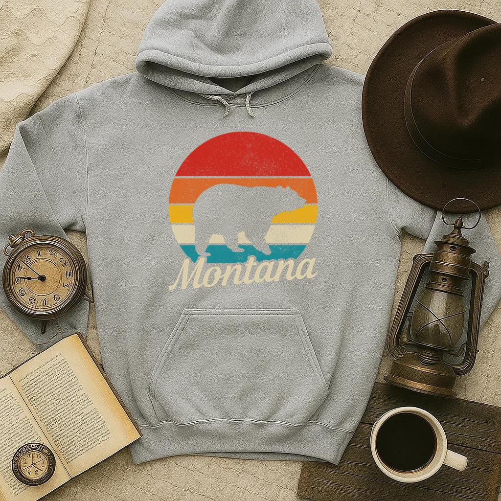 Montana Vintage Grizzly Bear Camping Hoodie - Image 4