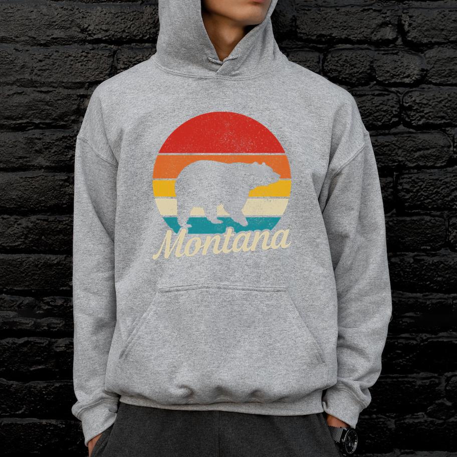 Montana Vintage Grizzly Bear Camping Hoodie - Image 3