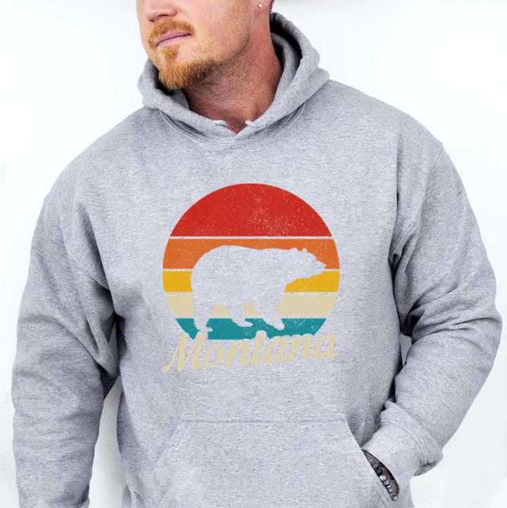 Montana Vintage Grizzly Bear Camping Hoodie - Image 2