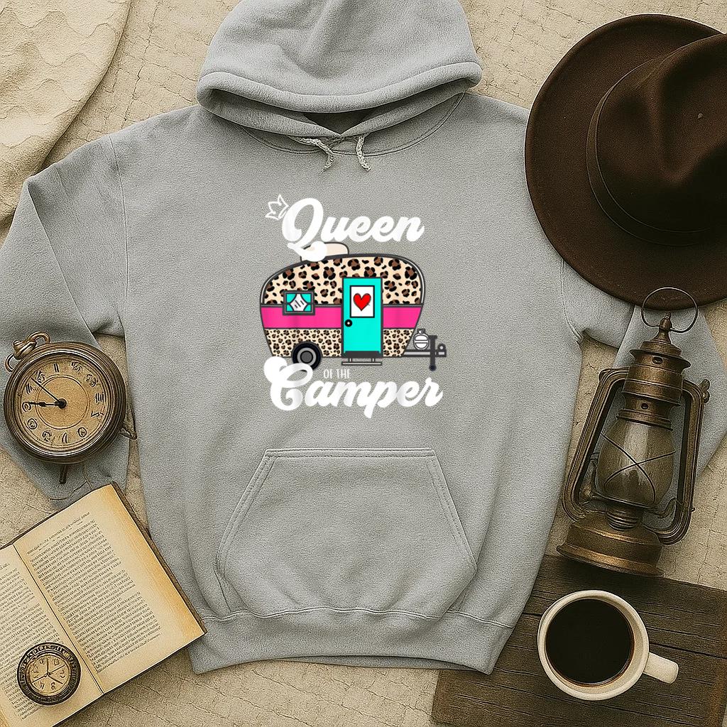 Queen Of The Camper RV Leopard Cheetah Hoodie - Image 4