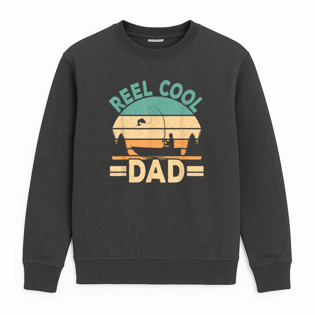 Reel Cool Dad Fishing Fisherman Retro Sweatshirt
