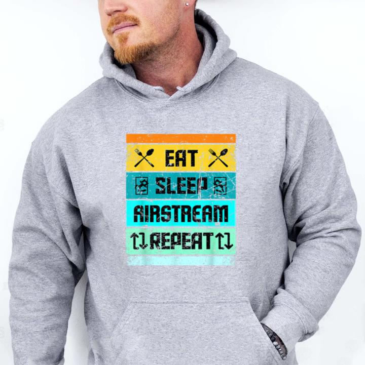 Retro Vintage Airstream Camping Hoodie - Image 2