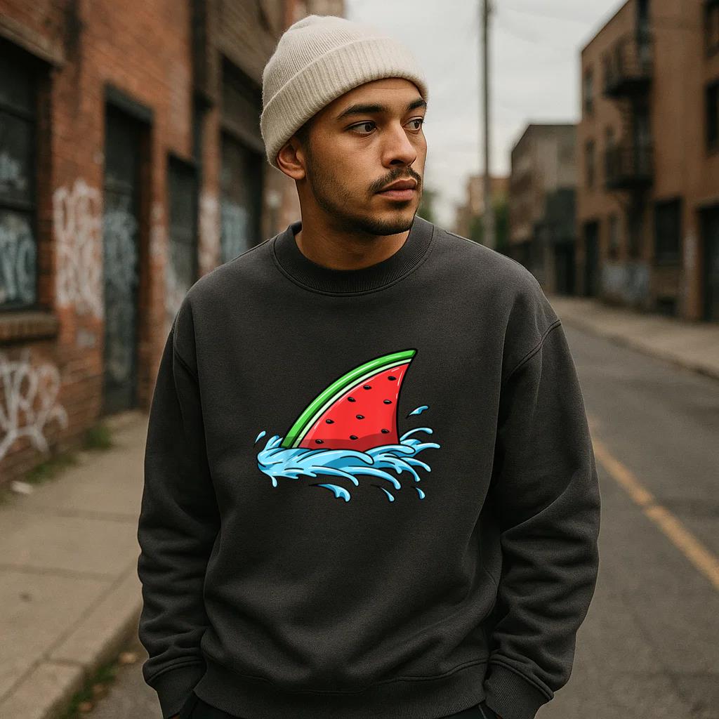 Shark Watermelon Fish Fin Summer Sweatshirt - Image 3