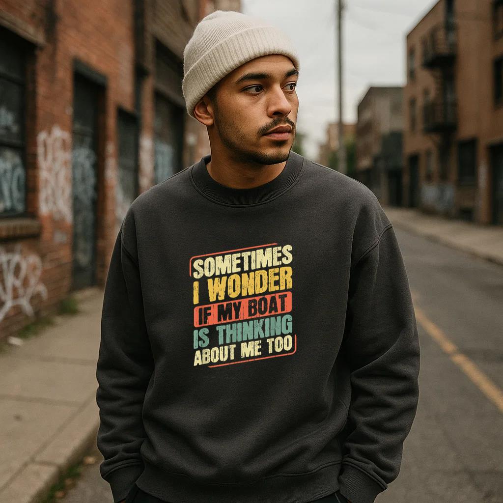 Sometimes I Wonder If My Boat Thinking About Fishing Sweatshirt - Image 3