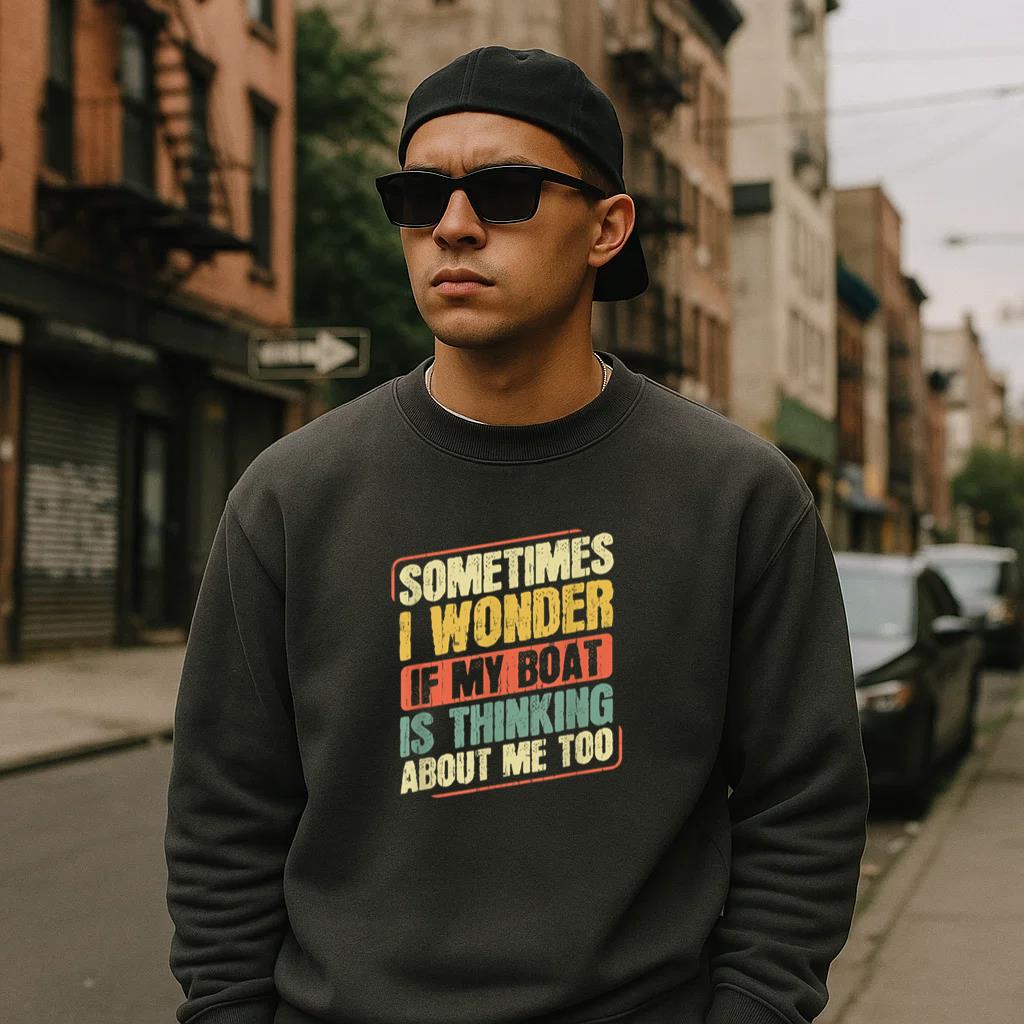 Sometimes I Wonder If My Boat Thinking About Fishing Sweatshirt - Image 2