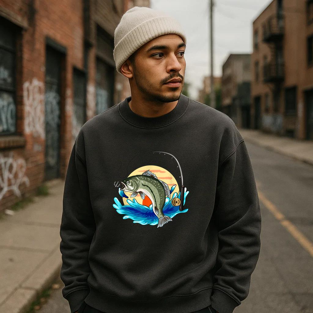 Sunset Fishing Retro Sweatshirt - Image 3