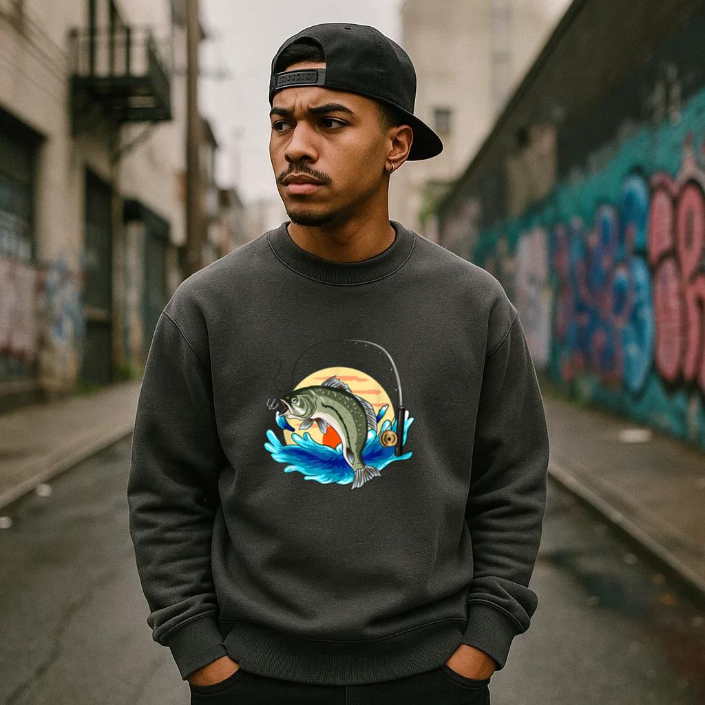 Sunset Fishing Retro Sweatshirt - Image 4