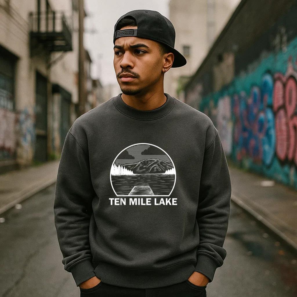 Ten Mile Lake Funny Fishing Camping Summer Sweatshirt - Image 4