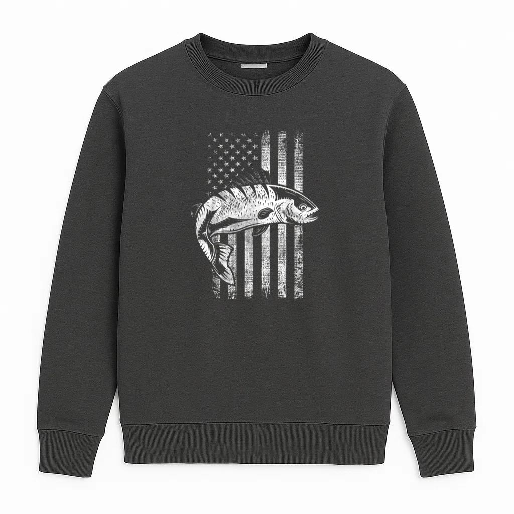 USA Flag Patriotic American Fisherman Sweatshirt
