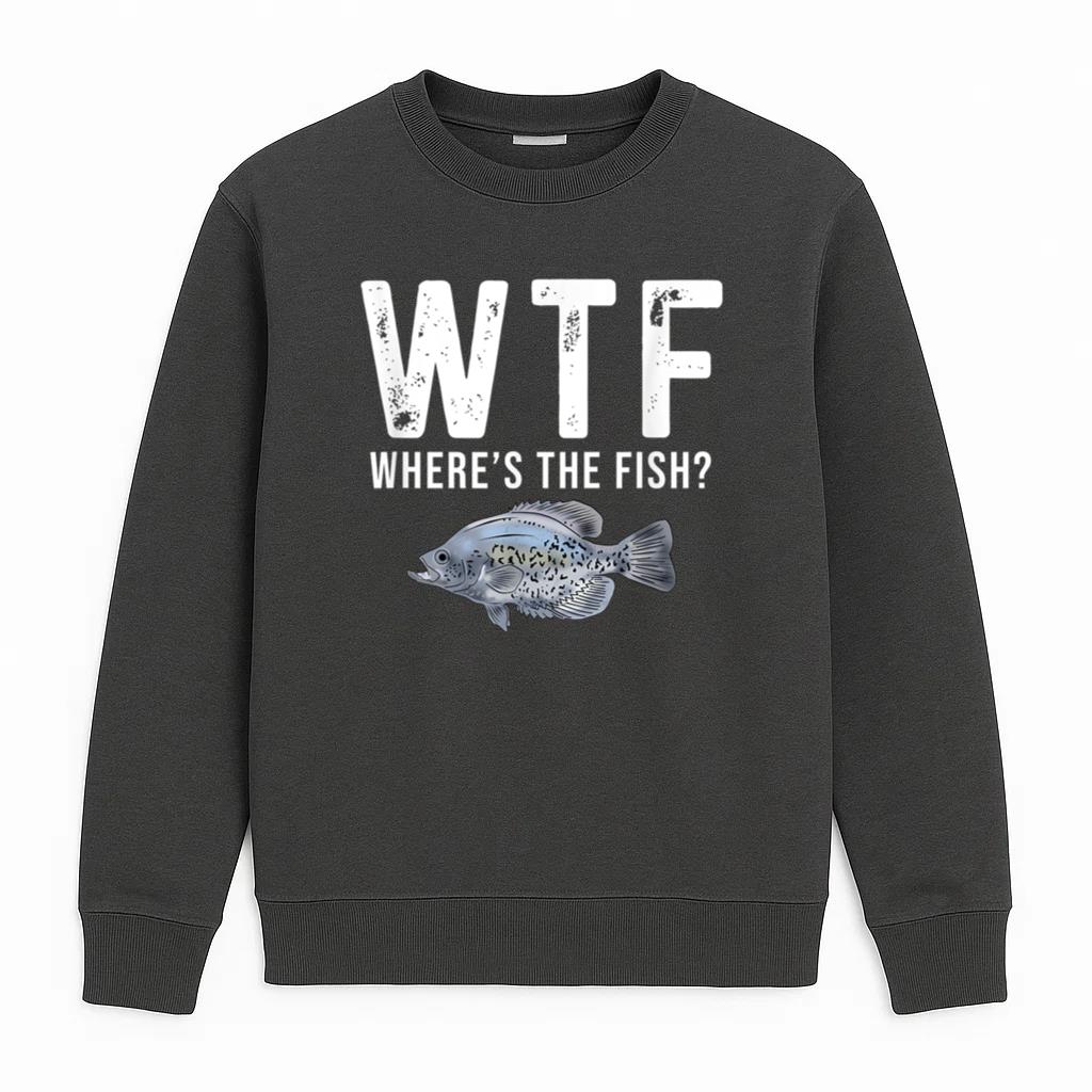 Wheres The Fish Funny Black Crappie Fishing Men Sweatshirt